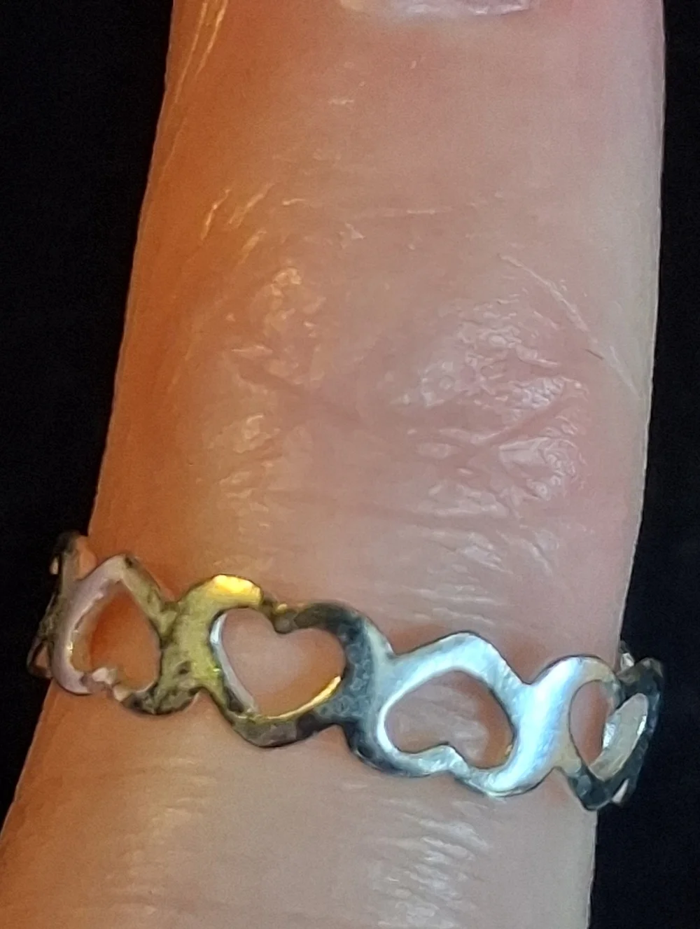 Sterling Silver Heart Link Child's Ring Size 2 Adjustable